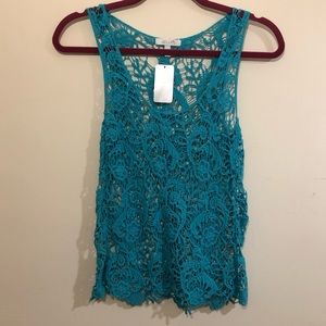 Aqua Delia’s floral crochet top